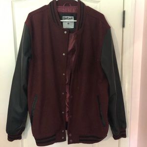 maroon bomber jacket!